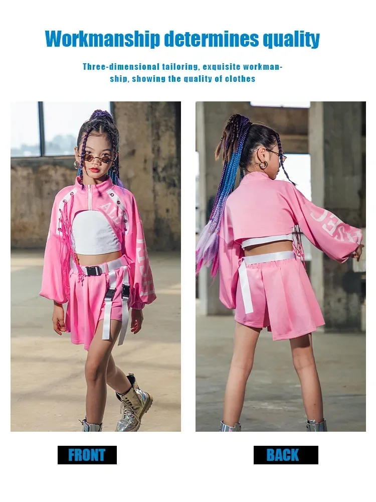 

K-pop Stage Girls' Fashionable Outfit Jazz Dance Performance Suit Kids Hip-hop Fashion Costume Cool Children's Runway Wear