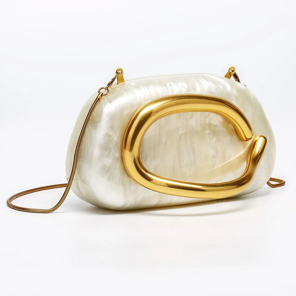 Women Vintage Crossbody Bag with Chain Elegant Evening Bag Acrylic Trendy Clutch Bag Shopping Travel Party Phone Bag