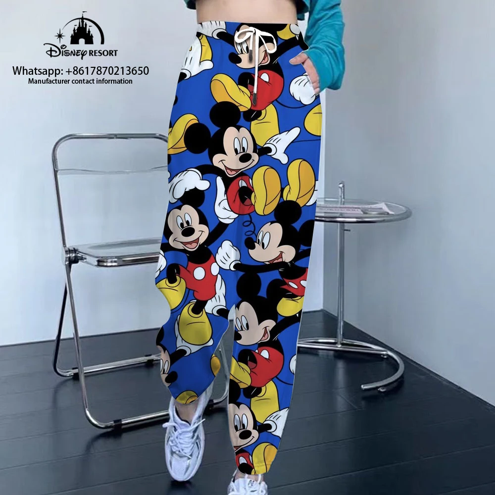 

Streetwear New Disney Sweatpants Women Hip Hop Mickey and Minnie Print Loose Sweatpants Drawstring 2022 Casual Cropped Pants