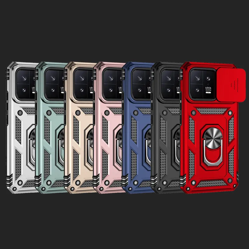 

For Xiaomi 13 Pro Case Sliding Window Cover For Xiaomi Mi 11 Lite 12X 11T 12T 12 13 Pro Shockproof Armor Ring Metal Brackets