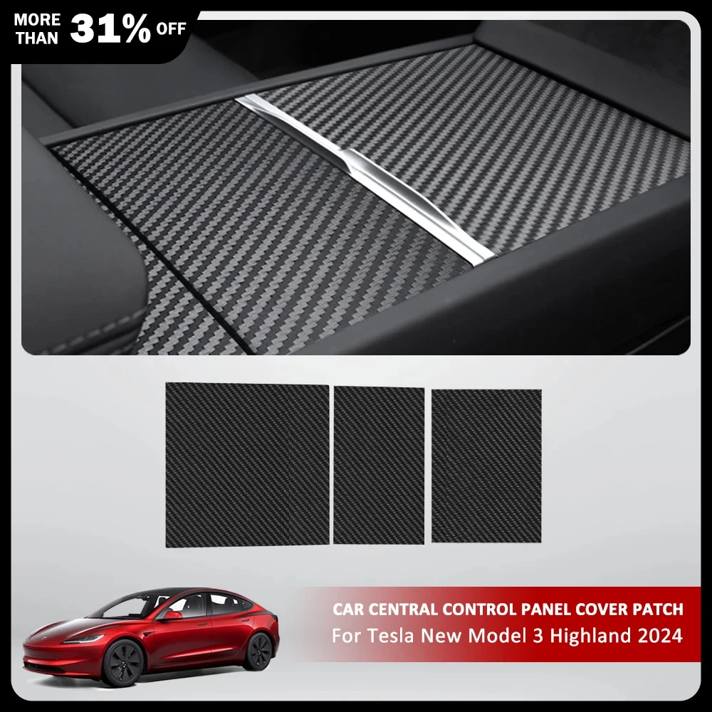 

Center Console Panel Protective Cover For Tesla New Model 3 Highland 2024 Real Carbon Fiber Patch Sticker Interior Accessories