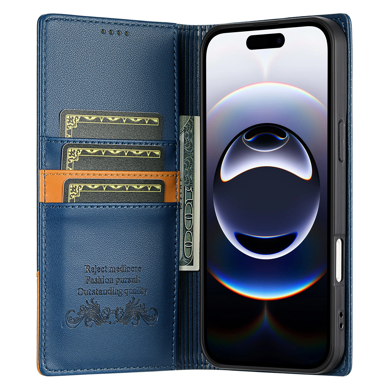 Elegant Magnetic Leather Flip Wallet Case with Card Holder