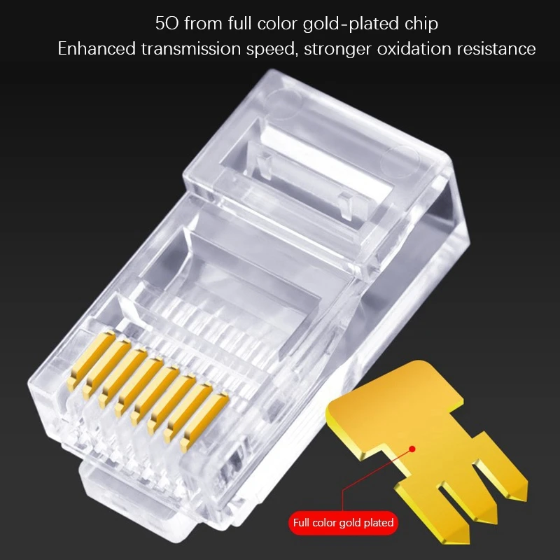 금도금 이더넷 케이블 모듈 플러그, 네트워크 RJ-45 크리스탈 헤드, Cat5 Cat5e, RJ45 커넥터, 6U