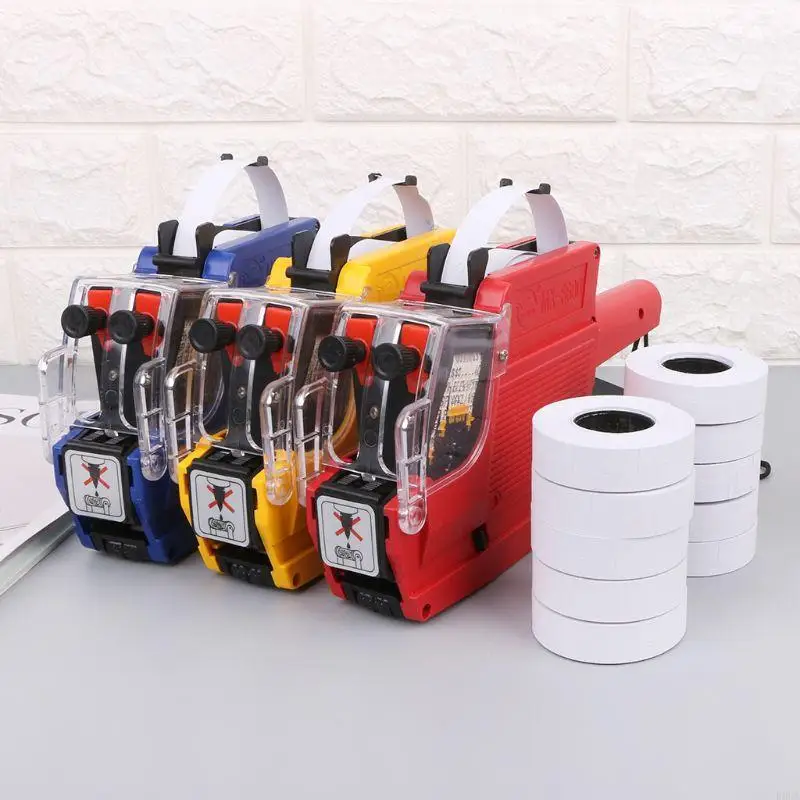 R9UA Price Label 10 Rolls Double Row Products Sale Prices Marking Tapes Set for MX-6600 Labeller Outdoor Use