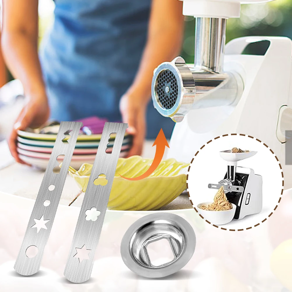2PcsCookiePressAttachmentStainlessSteelwithConnectionRingMeat