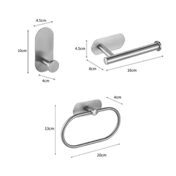 Luxurious Dual-Tone Bathroom Accessory Set with Towel Rack, Robe Hook, and Toilet Paper Holder (Brushed 3PCS Sets A)