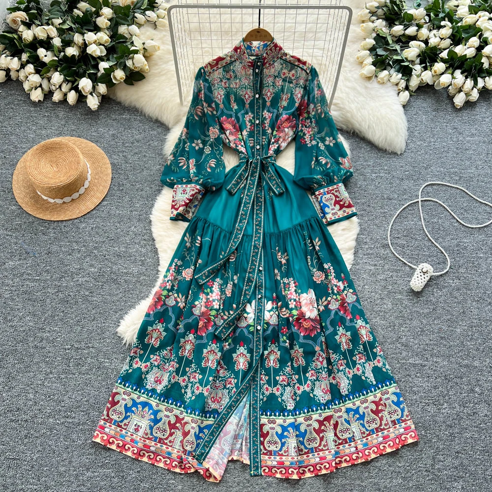 chinese dress ladies Fairycore V Neck Embroidery Nymph Dress Purple / L (Length- 54.7 Inches/139 cm) I Retro Fairy