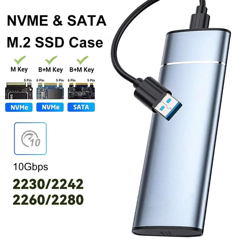 M.2 Enclosure External SSD Case Type C USB 3.1 Hard Drive Adapter M.2 2230 2242 2260 2280 Storage Box for PC SATA NVMe