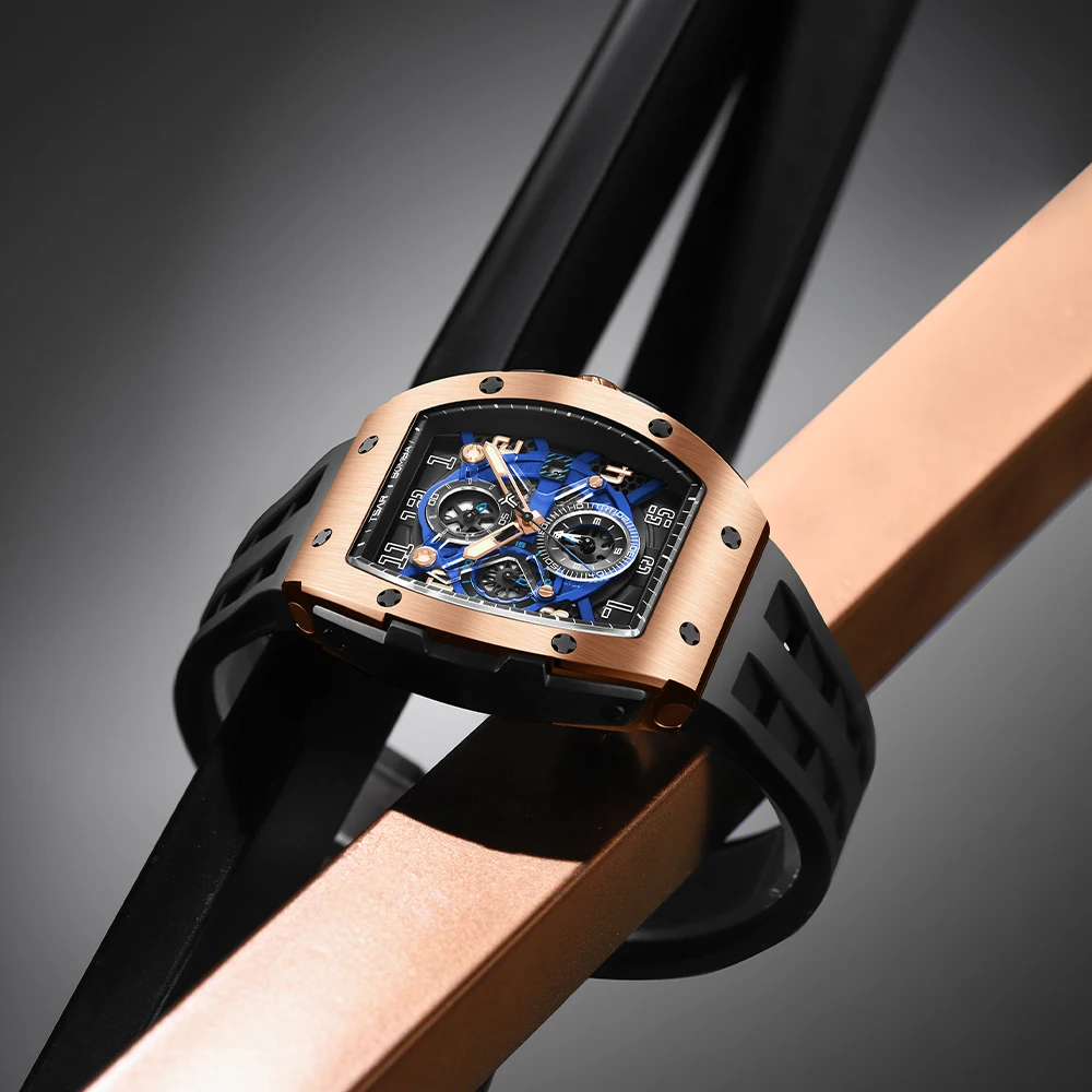 

TSAR BOMBA brand 316L stainless steel bezel men's quartz watch trendy sapphire crystal mirror chronograph waterproof watch