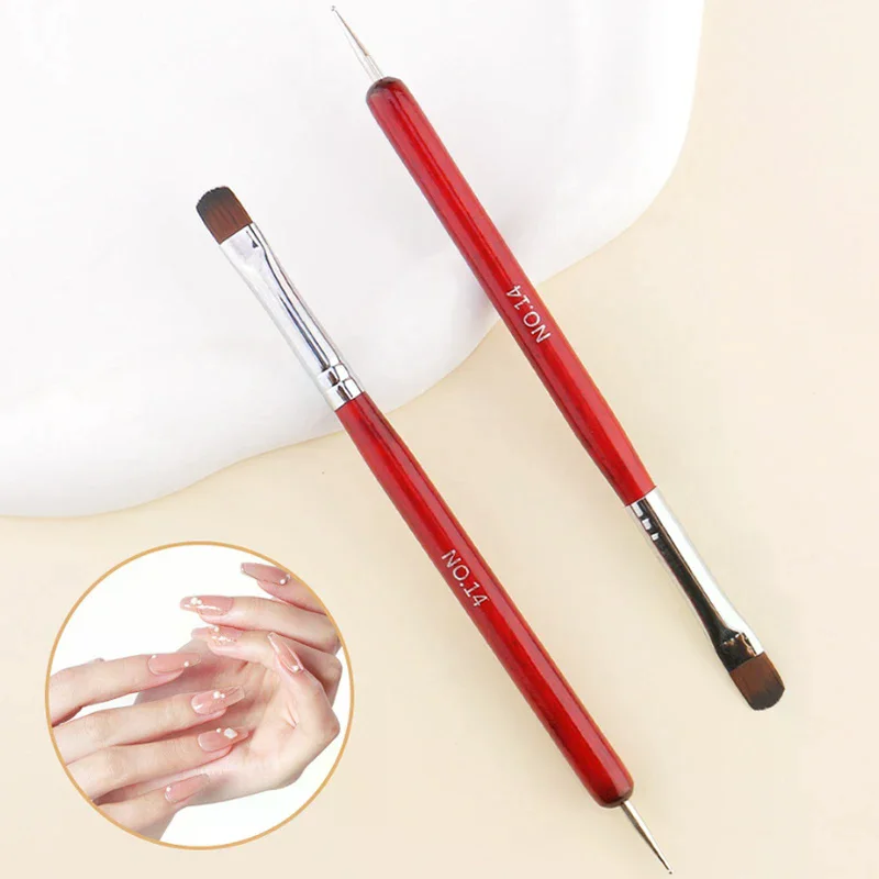 1/4 PCS French Nail Art Brush Dual End Nail Art Dotting Pen Acrylic Drawing Rhinestone Gel Painting Wooden/Acrylic Handle