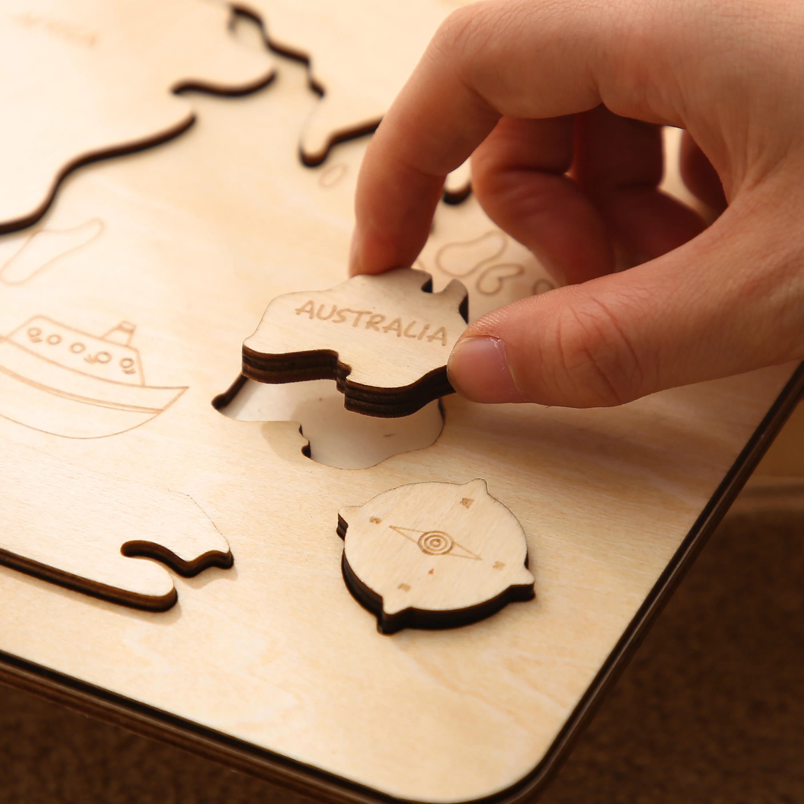 1 Set Wooden Center World Map Puzzle Baby Toy Montessori Educational Cognition Intelligence Puzzle Game For Children Toys 4