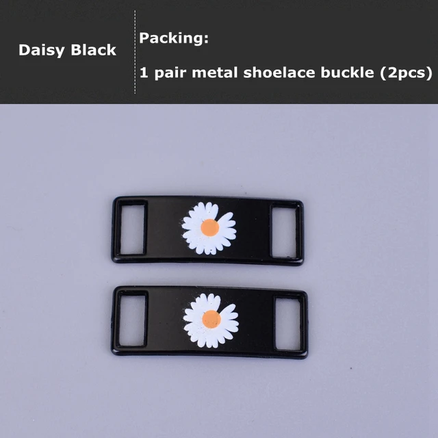 2pcs/pair AF1 Shoelaces buckle Shoelace Buckle Metal Shoelaces Accessories Metal Lace Lock DIY Sneaker Kits Metal Lace Buckle Daisy black