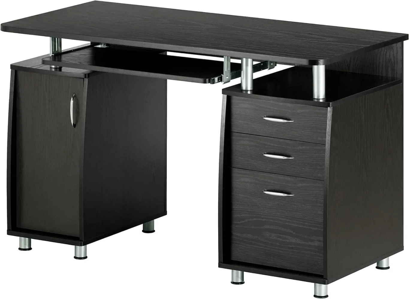 47.25" Ergonomic Computer Drawers File Cabinet for Home Office Storage Espresso Writing Desk ONE Size