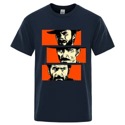 Vintage Western Film-Inspired Cowboy Graphic Oversized Cotton T-Shirt - XXXL (Dark Blue)