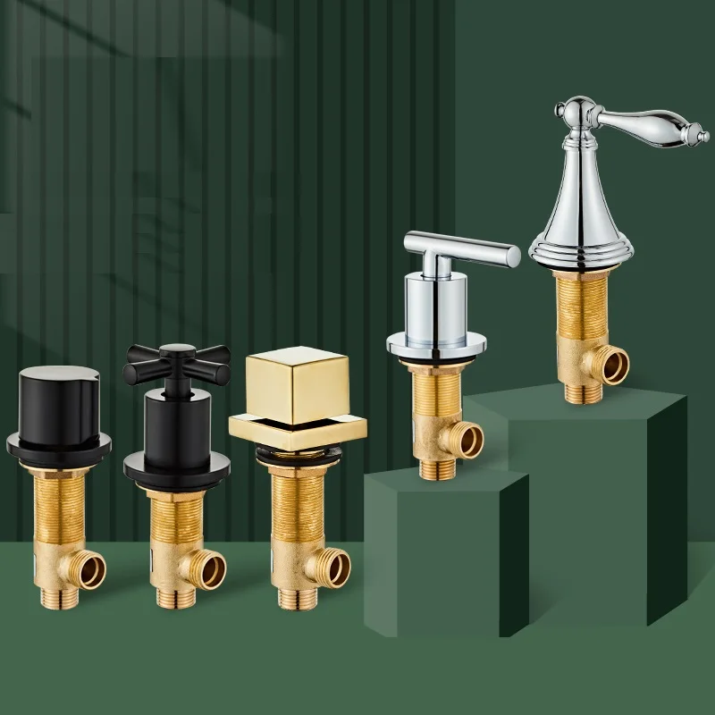 

Solid Brass Bathtub Faucet Hot Or Cold Water Control Valve Three-hole Tap One in One Out Switch Five-hole Bathtub Faucet Switch