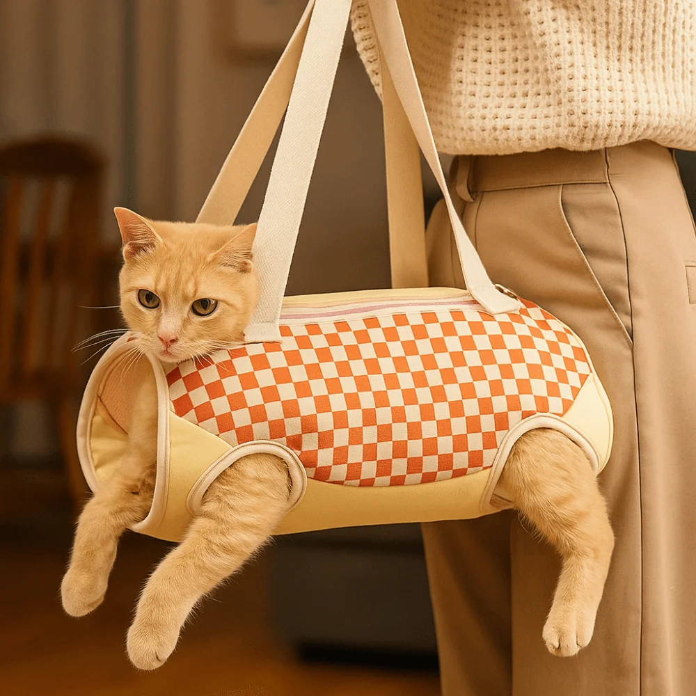 Four-legged Design Pet Carrier Single-Shoulder Strap Canvas Material Cat Carrier Soft Sided Diagonal Straddle Dog Carrier
