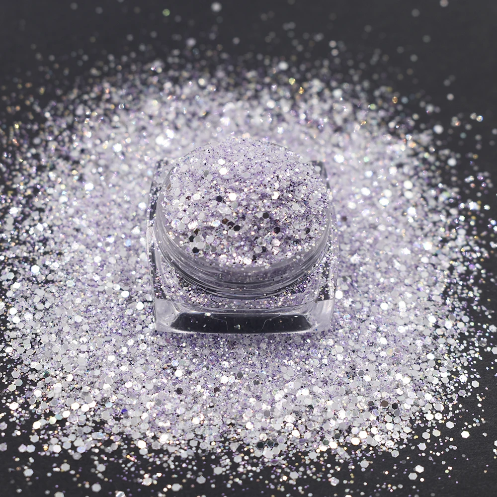 

10g/Bag New Arrival High Sparkle Sliver Glitter Mirror Chunky Mixes Glitter For Craft Nail Art Decoration Accessories
