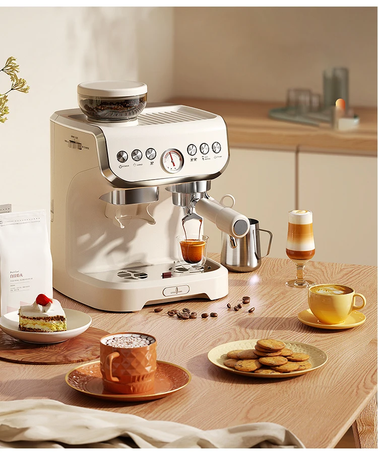 Máquina de café Espresso con Molinillo, máquina de café semiautomática,  bomba de presión, formador de leche, 20bar - AliExpress