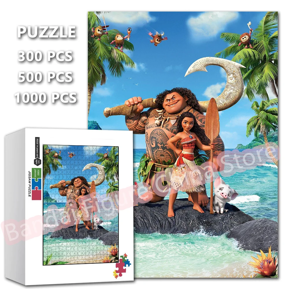 Disney Princess Moana Jigsaw Puzzles 300/500/1000 Pieces Ocean Adventure Anime Kids Stress Relief Toys Christmas Gifts jigsaw puzzles educational puzzles