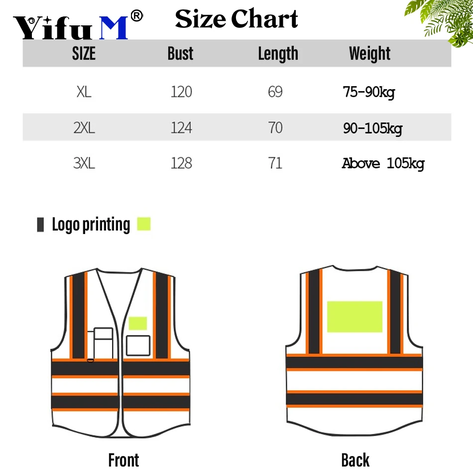 DIY Logo Nighttime Traffic Environment Hygiene Garden Architecture Multi Pocket Reflective Protective Clothing Reflective Coat 6