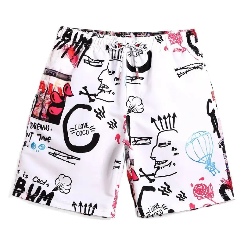 

Beach pants quick drying wide elastic lined shorts hot spring resort beach swimming five point leisure swimming pants