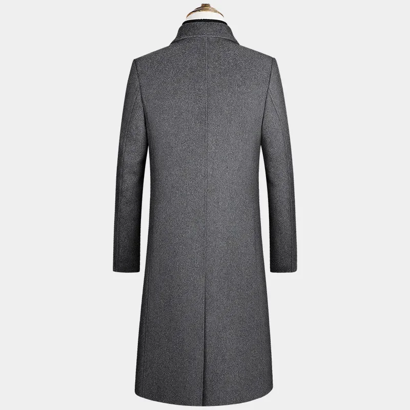 Men's Windproof Single Breasted Korean Version Slim Fitting Long Knee Thick 30% Wool Woolen Coat Business Casual Long Parka warmth coat casual men jacket
