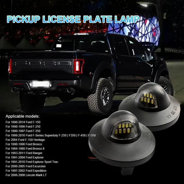 2 LED License Plate Light Assembly Replacement For Ford F150 F250 F350  1990-2014