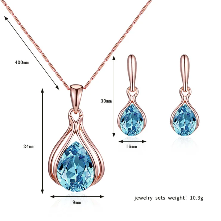 3pcs/set Jewelry Sets Necklace Pendant Earrings Fashion Spiral Shaped Crystal for Hook Earrings Necklace Ear Pendants
