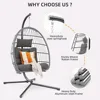 Hanging Egg Swing Chair with Stand, Patio Wicker Hammock Egg Swing with Cushion for Bedroom Garden Indoor Outdoor (Gray) 4