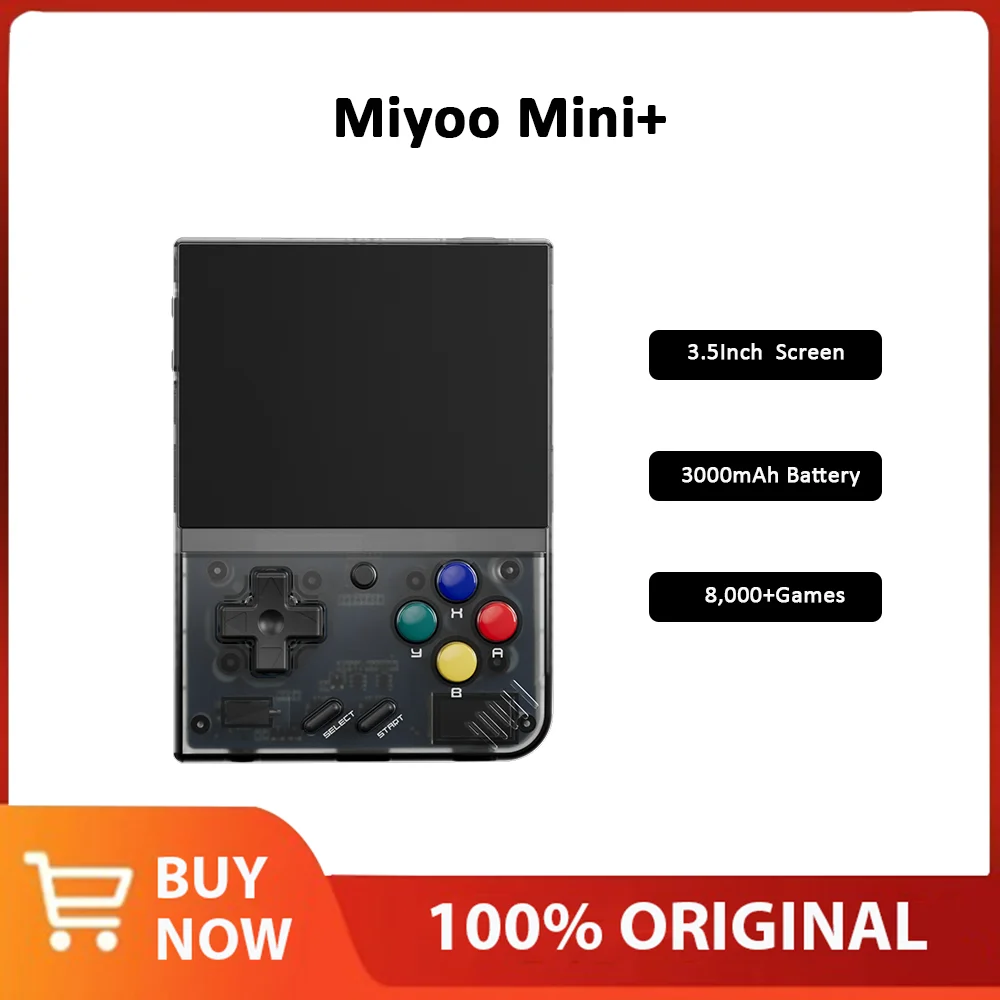MIYOO 미니 플러스 휴대용 레트로 핸드헬드 게임 콘솔, 3.5 인치 IPS 화면, Cortex-A7 리눅스 클래식 게임 에뮬레이터, 3000mAh, 어린이 선물