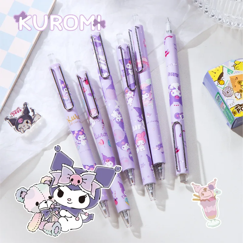 

Новинка 6 шт. Канцтовары Sanrio Kuromi Kawaii Press нейтральная ручка аниме мультфильм студенты Обучение канцелярские принадлежности 0,5 мм ручки детский подарок