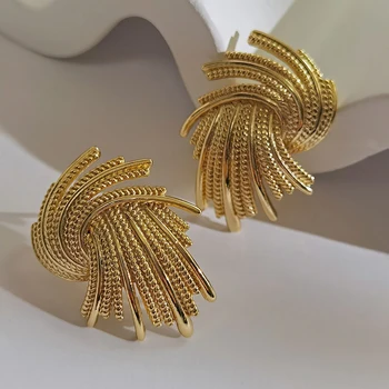  AENSOA Punk Irregular Metal Twist Big Geometric Earrings Unique Gold Color Drop Earrings Women New Fashion Jewelry brincos 2022