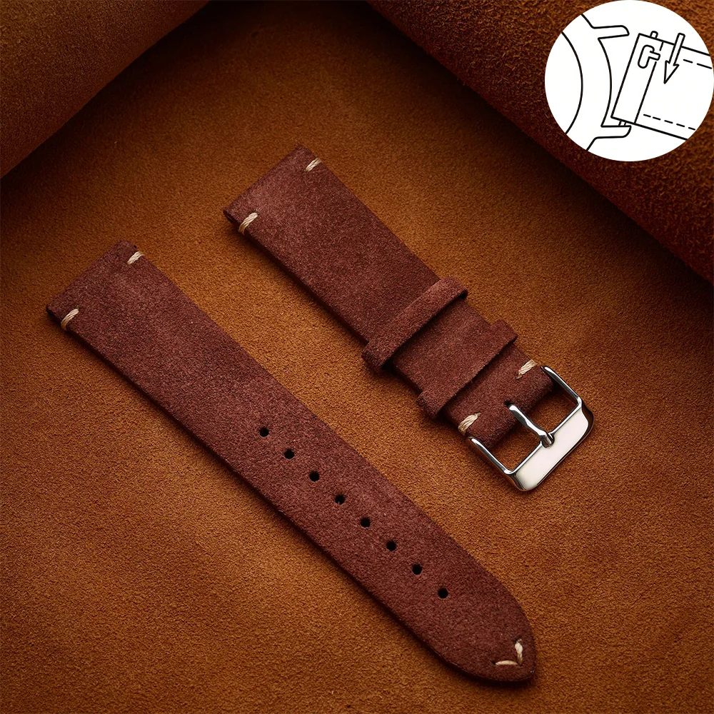 Genuine Leather Quick Release Watch Strap with Metal Pin Buckle