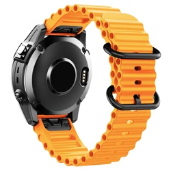 Premium 22/26mm Ocean Silicone Wristband Strap - Quick Fit Bracelet - 26mm (Orange)