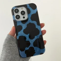 Retro Leopard Print Color Block Silicone Phone Case - Soft Cover - iPhone SE (2020) (1)
