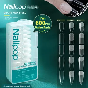 Nailpop 600 шт. Профессиональные Накладные ногти полное покрытие накладные ногти акриловые ногти капсулы профессиональный материал Отмачивание Пальцев Гель Типсы