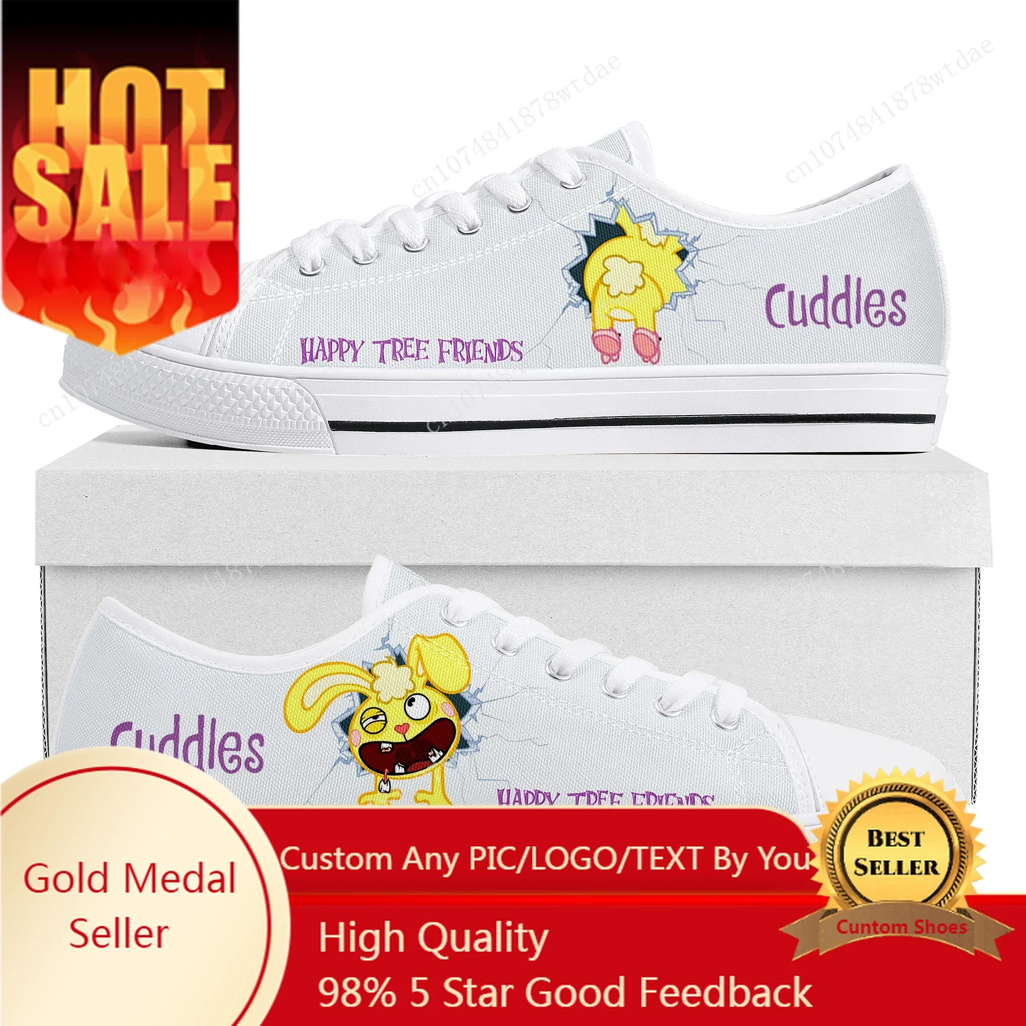 

Happy Tree Friends Low Top Sneakers Women Men Teenager Cuddles High Quality Canvas Sneaker Couple Cuddles Manga Custom Made Shoe