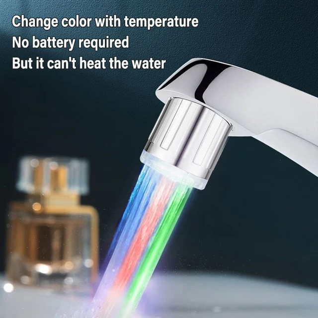 1pc Creative Faucet Extender LED Temperature Sensor 3-Color Light-up Faucet Kitchen Bathroom Glow Water Faucet Tap Nozzle Shower 4