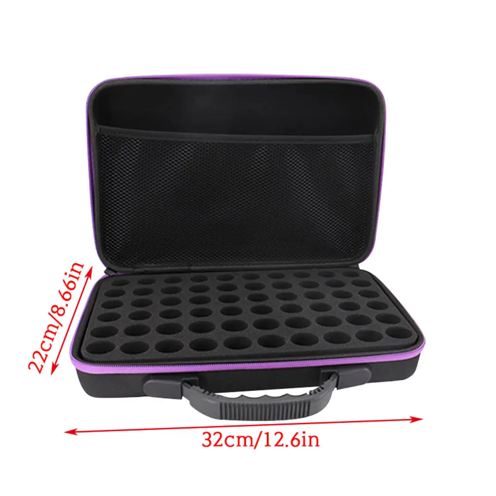 

Органайзер для эфирных масел, 60 решеток, ящик для хранения бутылок, EVA, дорожная сумка на молнии, чехол, фиолетовый цвет