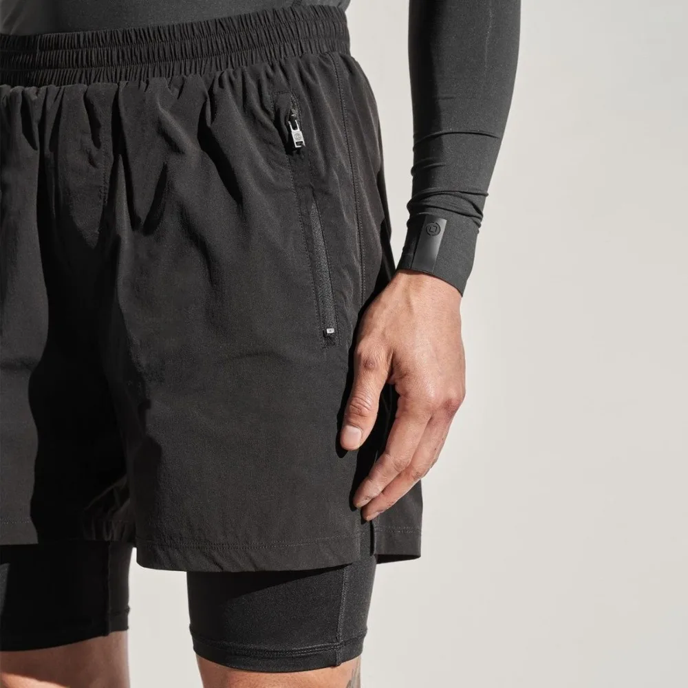 Invisible Open Crotch Outdoor Sex Basketball Shorts Men's Double Layer 2-in-1 Shorts Running Training Stretch Fitness Sweatpants 4