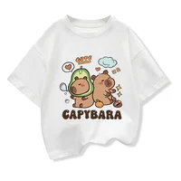 2025 New Kids Shirts Capybara Printed Cartoon T Shirt for Girls Summer Animal Printing Boy T Shirt Tops Tees Children Clothes 2