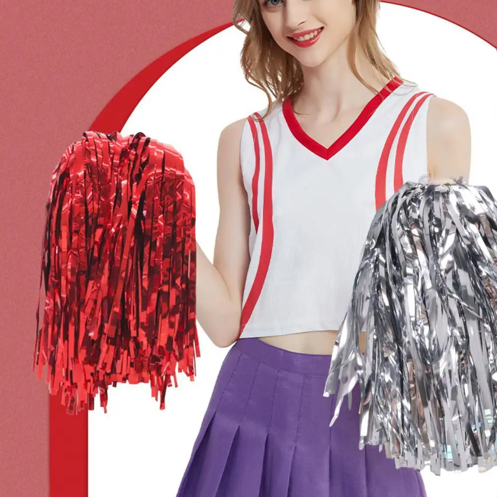 Cheerleader Flower No Fading Easy Carry PET Cheerleading Metallic Foil Pompoms Cheerleader Lala Flower Cheering Props