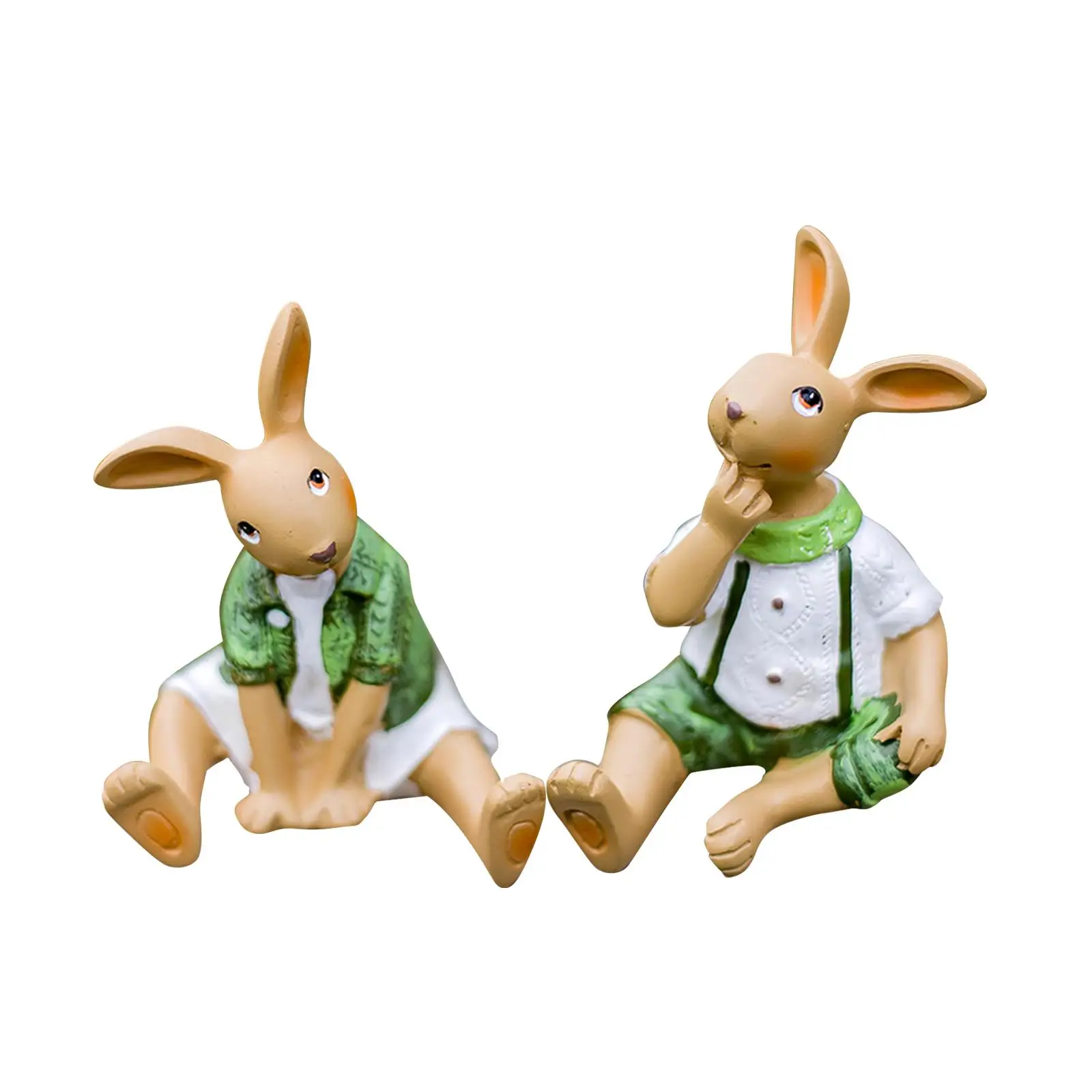 2x Králiková záhradná socha Kreatívne vonkajšie ozdoby trávnik terasa domáca darček darček živice sochy králičie figuríny vonkajšie dekorácie