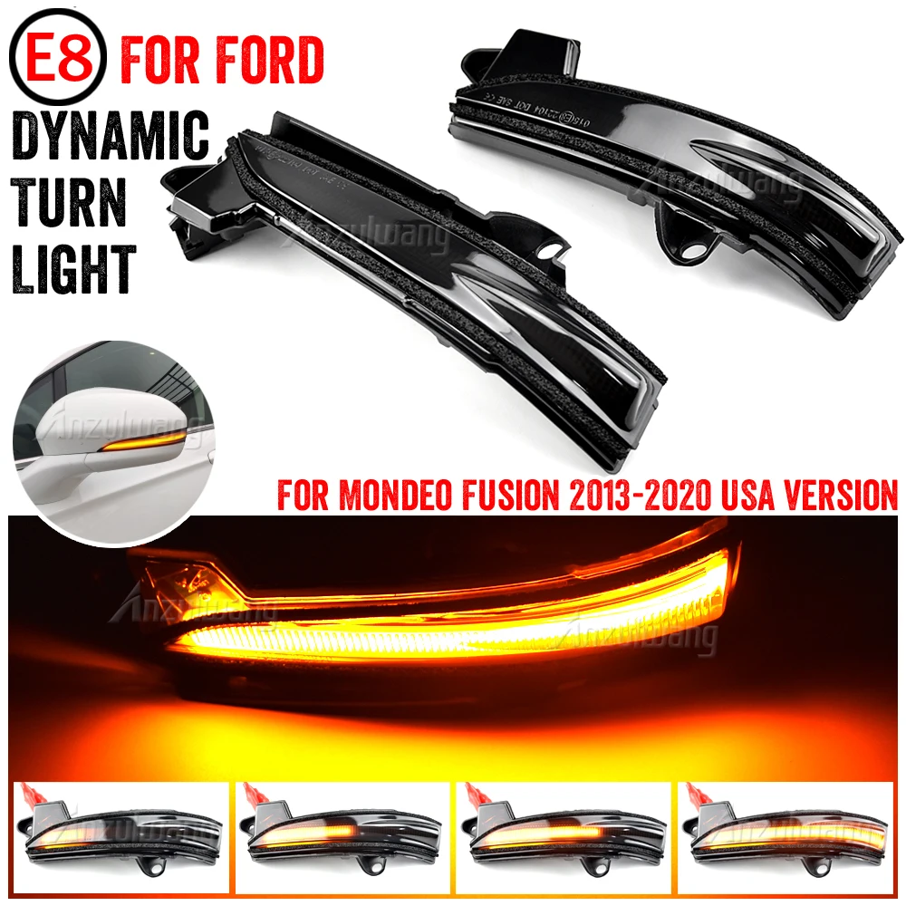 

2pcs Dynamic blinker For Ford Fusion Mondeo USA Version LED Turn Signal Mirror Indicator light 2013 2014 2015 2016 2017-2020