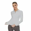 MXLLINA Women Zipper Longsleeve Equestrian T-Shirts Horse Riding Clothes Gym Tops Training Competition Sport Shirt 4