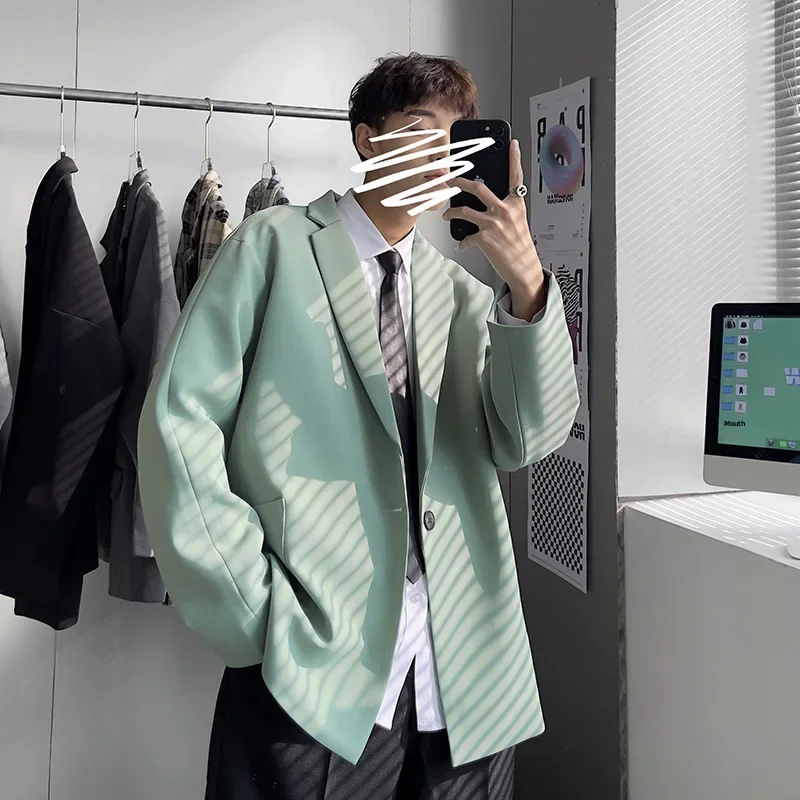 Trendy Korean Style Casual Suit Jacket For Men Lightweight Ins Small Western-style Clothes Loose Fit Fashionable Top
