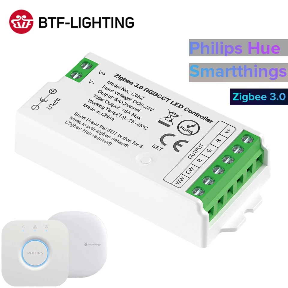 Zigbee-Controlador de faixa LED WiFi, gateway de modo duplo, coisas  inteligentes, ponte Hue, RGB, RGBW, RGBCCT, DC 5V-24V, Dct, 3.0 - AliExpress