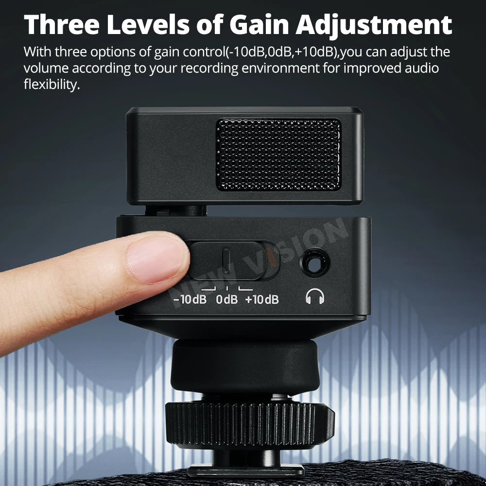 デュアルカーディオイドマイク カメラマウント 調整可能 バッテリー内蔵 15時間 ランタイム IVM-S3