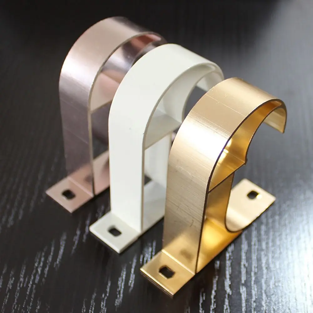 Aluminum Alloy Single Double Hang Curtain Rod Brackets Curtain Hanger Hook Rod Clamp Crossbar Fixing Clip Wall Holder Rails Rack