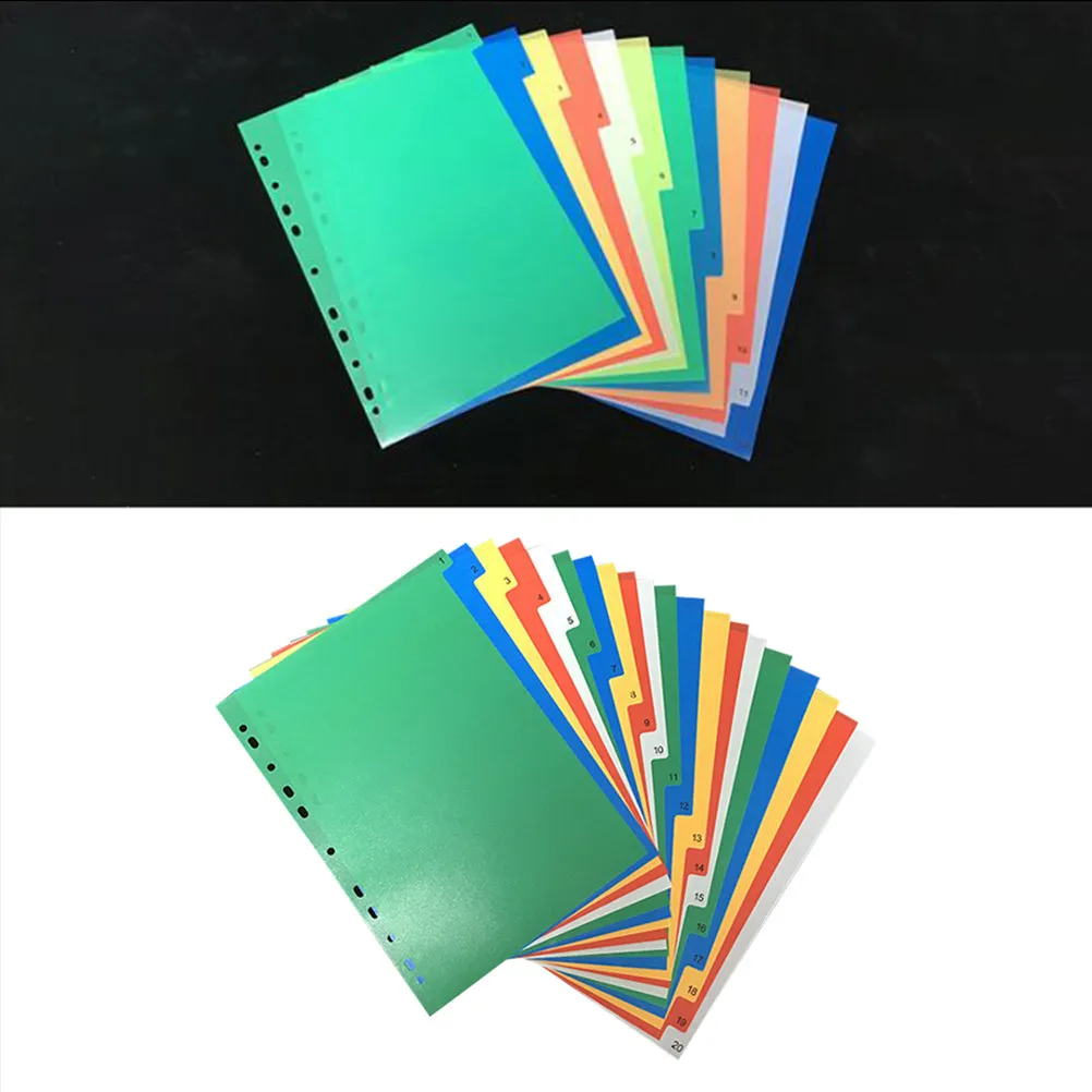 40Pcs A4 다채로운 색상의 인덱스 페이지 디바이더 삽입 가능한 탭 문서 분리용 환경 친화적인 종이 바인더 디바이더